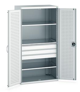 Bott 1050mm wide x 650mm deep pre Kitted cupboards with Shelves Drawers or Eurocontainers Bott Cupboard 1050Wx650Dx2000mm H - 3 Drawers & 3 Shelves